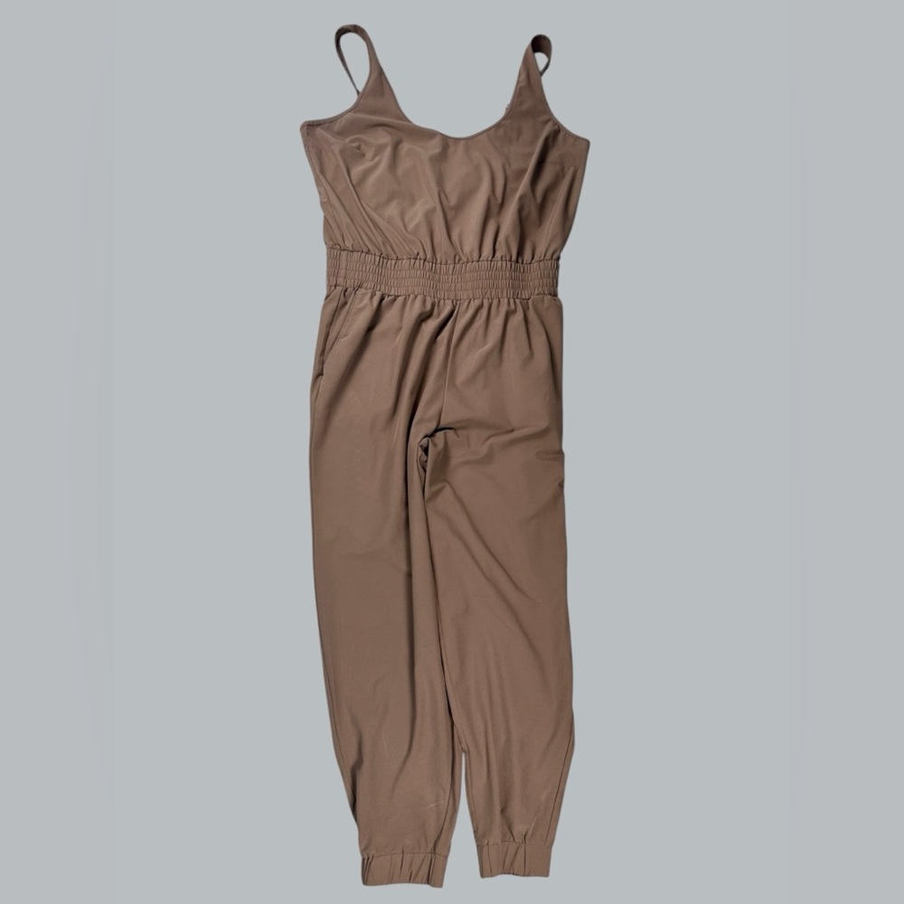Abercrombie & Fitch Taupe Brown Utility Jumpsuit Elastic Waist Jogger Cuffs - Picture 8 of 14